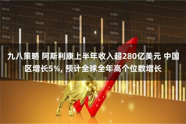 九八策略 阿斯利康上半年收入超280亿美元 中国区增长5%, 预计全球全年高个位数增长